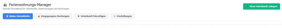 Fewo Manager Administrationsübersicht