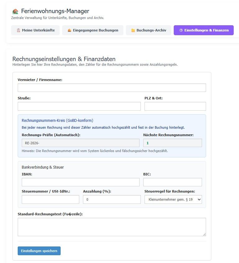 Fewo Manager Rechnungsmodul