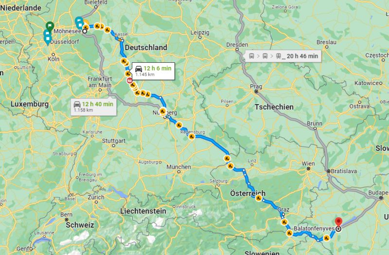 Route zum Plattensee